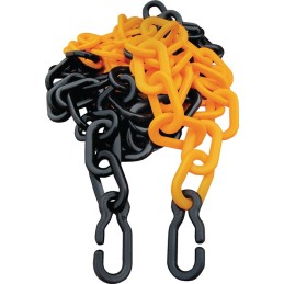Chaîne de signalisation PP jaune/noir 9 mm longueur 3 m avec 2 crochets universels