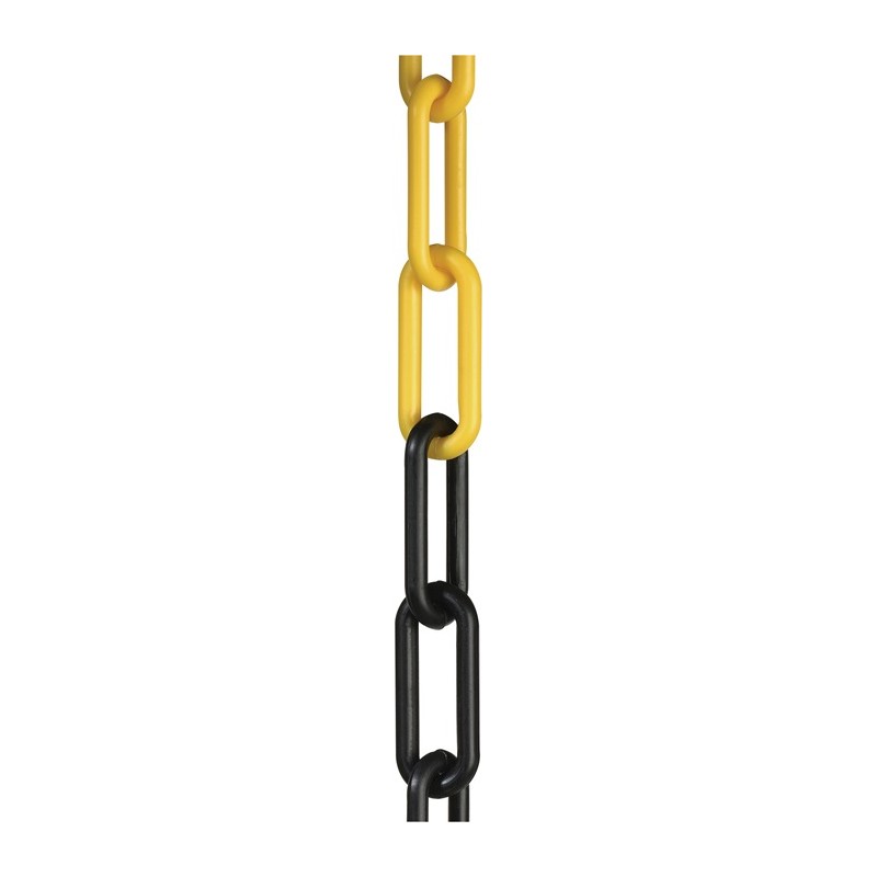 Chaîne de signalisation plastique jaune/noir 6 mm longueur 25 m Chaîne de signalisation plastique jaune/noir 6 mm longueur 25 m
