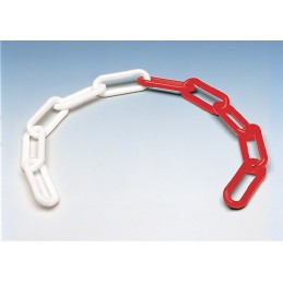 Chaîne de signalisation plastique rouge/blanc 6 mm longueur 30 m