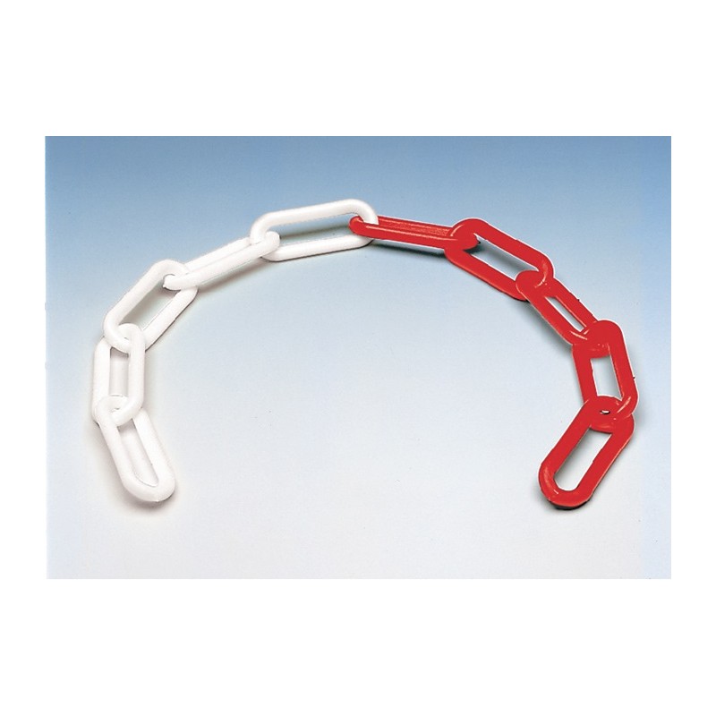 Chaîne de signalisation plastique rouge/blanc 6 mm longueur 30 m Chaîne de signalisation plastique rouge/blanc 6 mm longueur 30 m