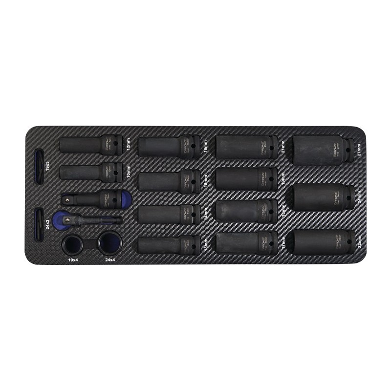Jeu de douilles Kraft 35 pièces 1/2 po. long, 6 pans PROMAT Jeu de douilles Kraft 35 pièces 1/2 po. long, 6 pans PROMAT