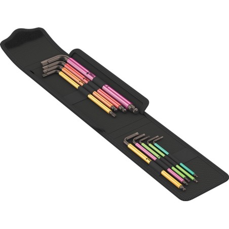 avec tête sphérique sur la branche longue · pour vis à profilé à six pans creux et vis à profilé TORX® femelles · chaque clé a u