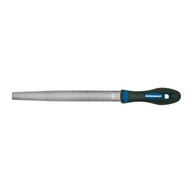 Râpe à bois DIN 7263 C L. 200 mm coupe transv. 20 x 5,5 mm coupe 2 demi-rond Ergonomique bicomposant PROMAT Râpe à bois DIN 7263 C L. 200 mm coupe transv. 20 x 5,5 mm coupe 2 demi-rond Ergonomique bicomposant PROMAT