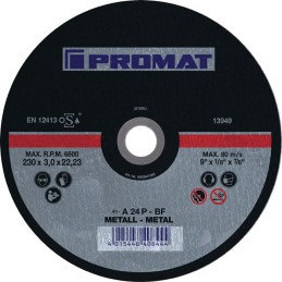 Disque à tronçonner D115x1,6 mm droit acier perçage 22,23 mm PROMAT