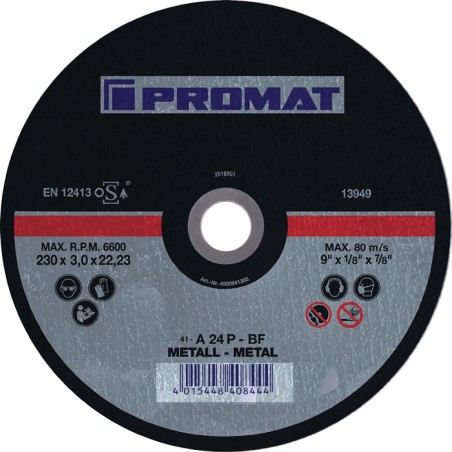 Disque à tronçonner D115x1,6 mm droit acier perçage 22,23 mm PROMAT
