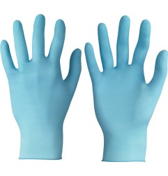 Gant jetable TouchNTuff 92-670 taille 7,5-8 bleu clair nitrile EN 374 catégorie EPI III 100 pièces/boîte ANSELL