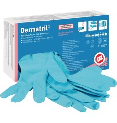 Gant jetable Dermatril 740 taille 7 bleu nitrile EN 374, EN 455 catégorie EPI III 100 pièces/boîte HONEYWELL