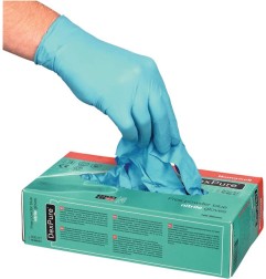 Gant jetable Dexpure 800-81 taille S bleu nitrile EN 374-2 catégorie EPI III 100 pièces/boîte HONEYWELL