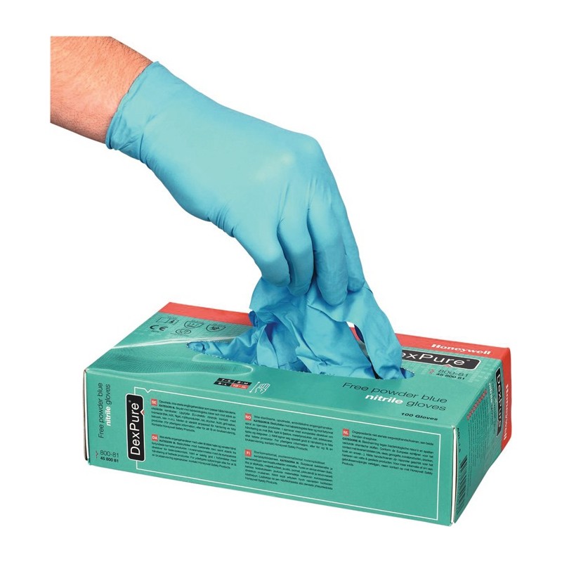 Gant jetable Dexpure 800-81 taille S bleu nitrile EN 374-2 catégorie EPI III 100 pièces/boîte HONEYWELL Gant jetable Dexpure 800-81 taille S bleu nitrile EN 374-2 catégorie EPI III 100 pièces/boîte HONEYWELL
