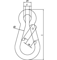 Mousqueton DIN 5299, forme C longueur 50 mm épaisseur de fil 5 mm capacité de charge 100 kg galvanisé