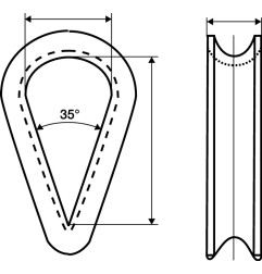 Cosse de câble DIN 6899 forme B 3 mm taille nominale de la corde 2,5 mm électrogalvanisé avec rainure profonde 