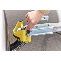 Antivol pour remorque acier, revêtement par poudre L225xl200xH110 mm poids 1,95 kg jaune emballage LS