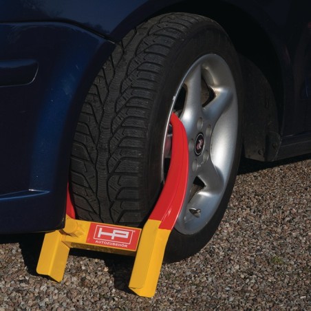 Sabot de Denver acier, revêtement par poudre L485xl345xH90 mm poids 3,8 kg rouge/jaune emballage LS