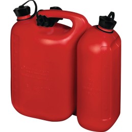 Bidon double pour carburant contenu 5,5 + 3 l rouge HDPE L316xl145xH312 mm HÜNERSDORFF