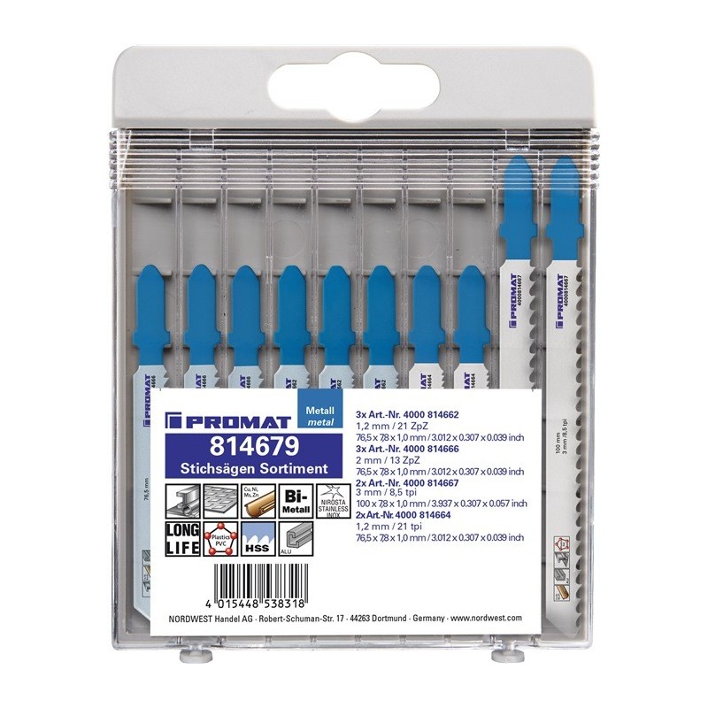 10 lames METAL de scies sauteuses PROMAT