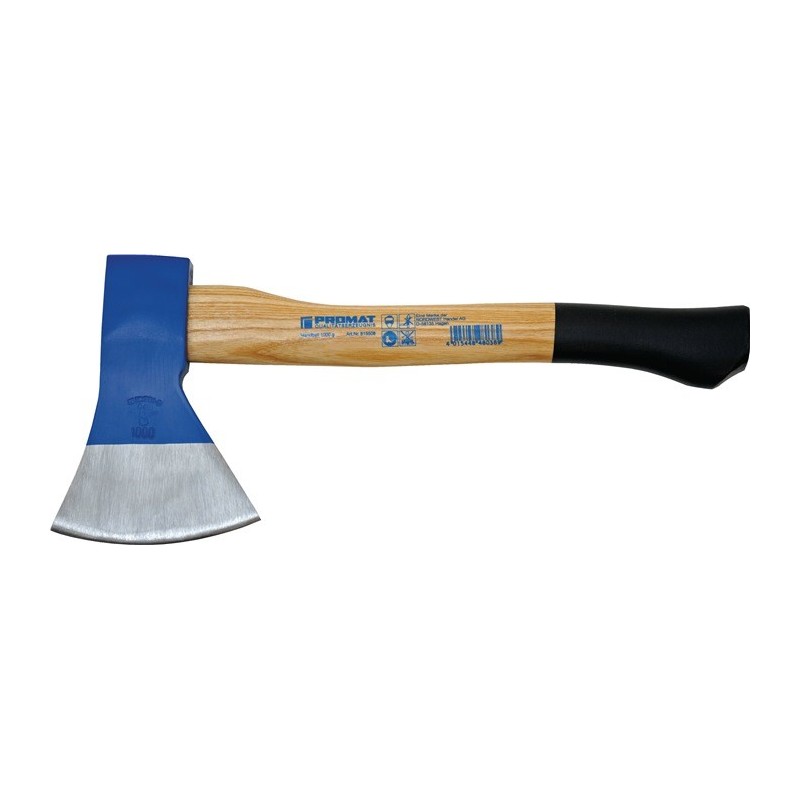 Hachette forme rhénane 1000 g longueur du manche 400 mm frêne en sabot de boeuf acier forgé PROMAT