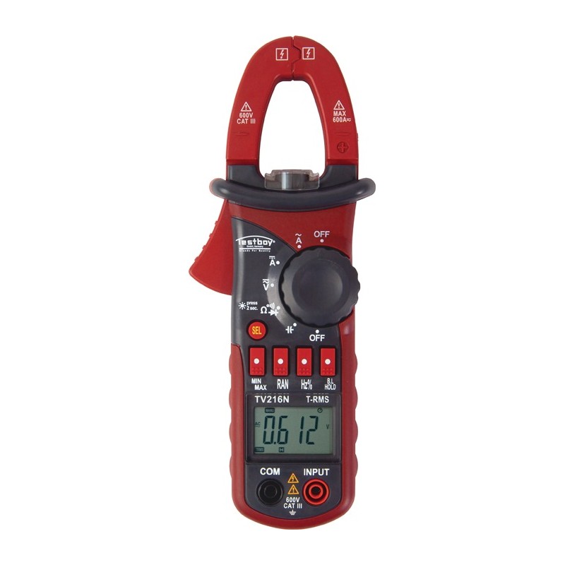 Pince ampèremétrique TV 216N 10 mA-600 A AC, 10 mA-600 A DC CAT III 600 V TESTBOY Pince ampèremétrique TV 216N 10 mA-600 A AC, 10 mA-600 A DC CAT III 600 V TESTBOY