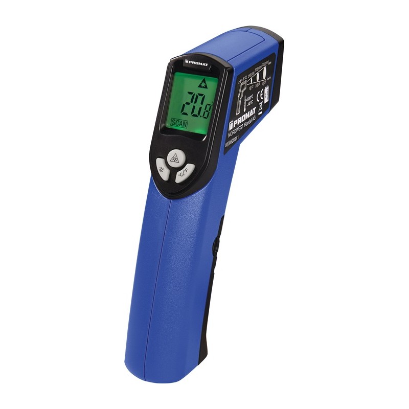 Thermomètre à infrarouge IR 100 - 40 à 580 degr. C ±2/±3 degr. C 1 x 9 V e-bloc PROMAT Thermomètre à infrarouge IR 100 - 40 à 580 degr. C ±2/±3 degr. C 1 x 9 V e-bloc PROMAT