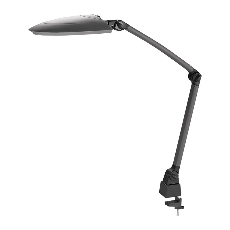 Lampe de bureau plastique noir/anthracite pied et pince de table avec LED Lampe de bureau plastique noir/anthracite pied et pince de table avec LED