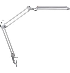 Lampe de bureau métal/plastique blanc hauteur maxi. 450 mm avec pince de table avec LED