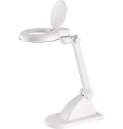Éclairage à loupe à LED lunette 88,9 mm (3,5 po.) pied blanc avec cache, tête ronde