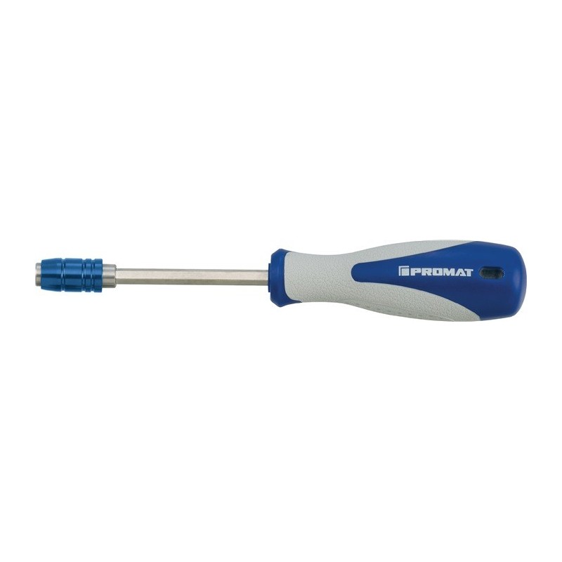 Tournevis porte embouts 1/4 po. avec porte-mèches à serr. rapide longueur des lames 100 mm Poignée bicomposant PROMAT