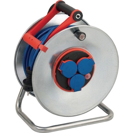 Dérouleur de câble Garant S Bretec 50 m AT N05V3V3-F 3 x 1,5 mm² 290 mm 3 prises de courant de sécurité tôle d'acier IP44 BRENNE