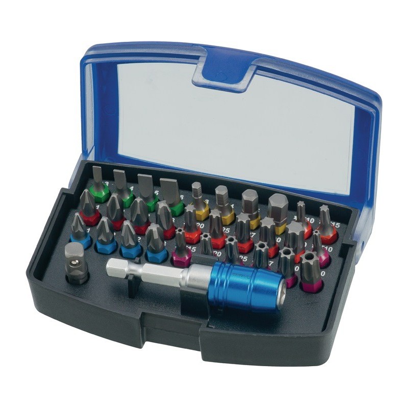 Coffret d'embouts 32 pièces fente/PH/PZD/TX/TX-BO/6 pans PROMAT