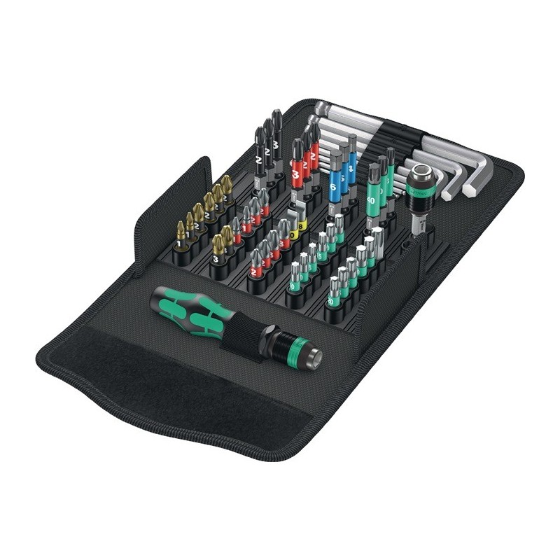 Assortiment d'embouts KK 100 52 pièces fente/PH/PZD/TX/6 pans WERA