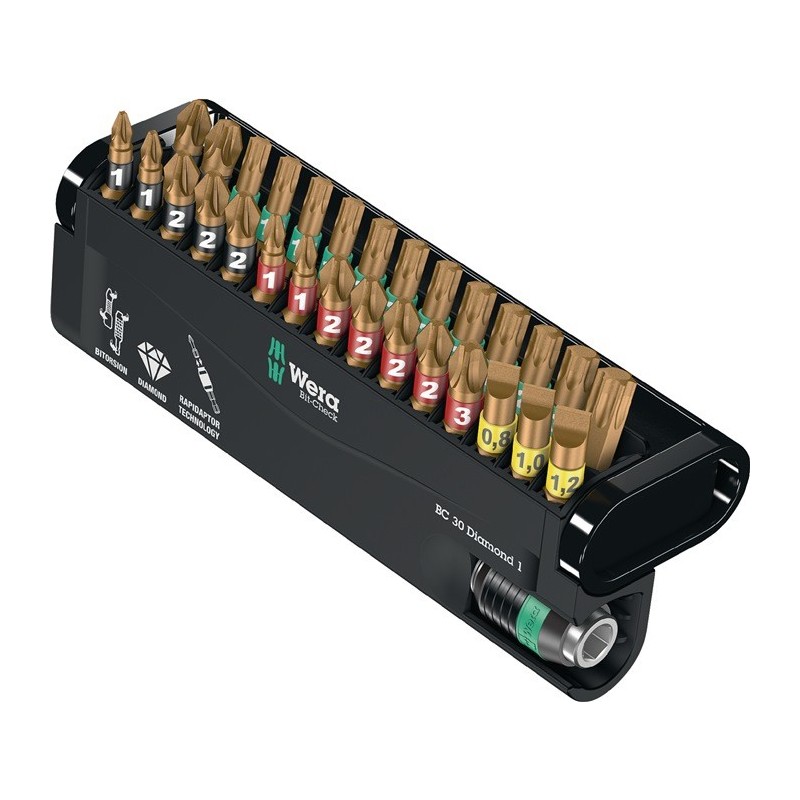 Assortiment d'embouts Bit-Check Diamond 1 30 pièces fente/PH/PZD/TX WERA