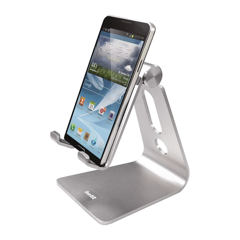 Support pour téléphone portable l.74xP83xH100 mm aluminium argent HELIT Support pour téléphone portable l.74xP83xH100 mm aluminium argent HELIT