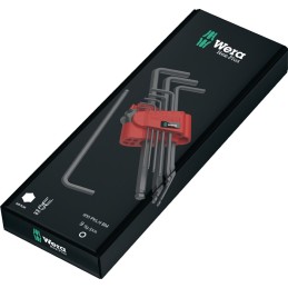 Jeu de clés mâles coudées 950 PKL/9 BM N 9 pcs. support en plastique SW 1,5-10 mm long tête sphérique WERA