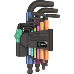 Jeu de clés mâles coudées 950/9 9 pcs. support en plastique SW 1,5-10 mm court, rotule WERA