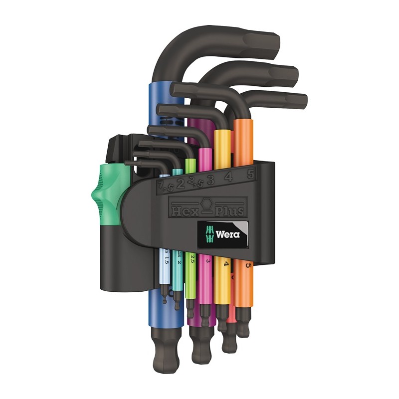 Jeu de clés mâles coudées 950/9 9 pcs. support en plastique SW 1,5-10 mm court, rotule WERA Jeu de clés mâles coudées 950/9 9 pcs. support en plastique SW 1,5-10 mm court, rotule WERA