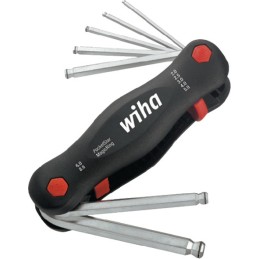 Jeu de tournevis 369R P7 7 pcs. support pliable SW 2-8 mm tête sphérique en acier CV WIHA