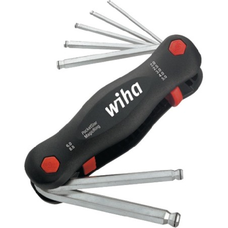 Jeu de tournevis 369R P7 7 pcs. support pliable SW 2-8 mm tête sphérique en acier CV WIHA