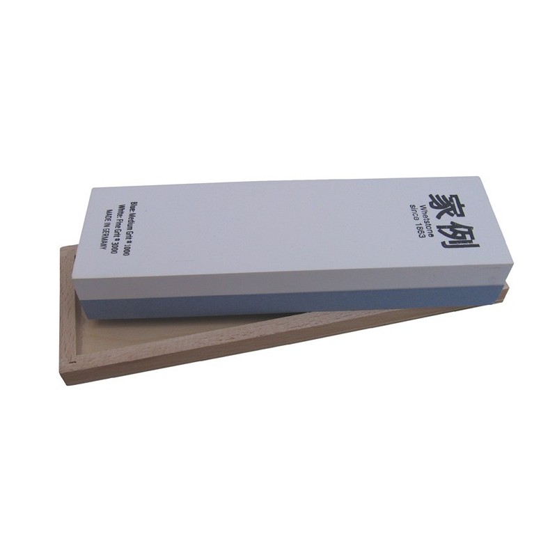 Pierre d'affûtage L200xl60xH30 mm 1000/3000 dans un coffret de bois MÜLLER
