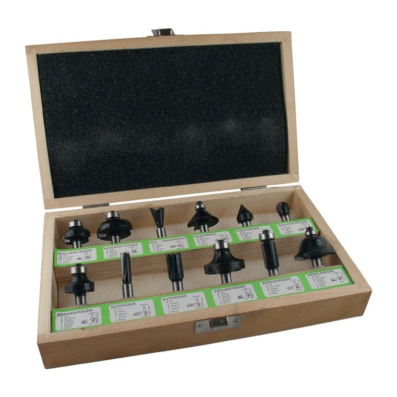Coffret de fraises 973CT12A06 carbure D. de la tige 8 mm 12 pièces FISCH-TOOLS