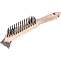 Brosse métallique longueur 290 mm 0,35 mm fil dacier lisse 4 rangées LESSMANN