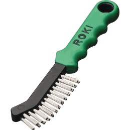 Brosse métallique ROKI longueur 225 mm 0,35 mm VA 2 rangées LESSMANN