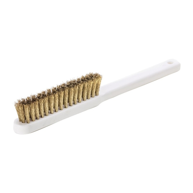 Brosse fine longueur 225 mm 0,15 mm fil de laiton ondulé 4 rangées LESSMANN Brosse fine longueur 225 mm 0,15 mm fil de laiton ondulé 4 rangées LESSMANN