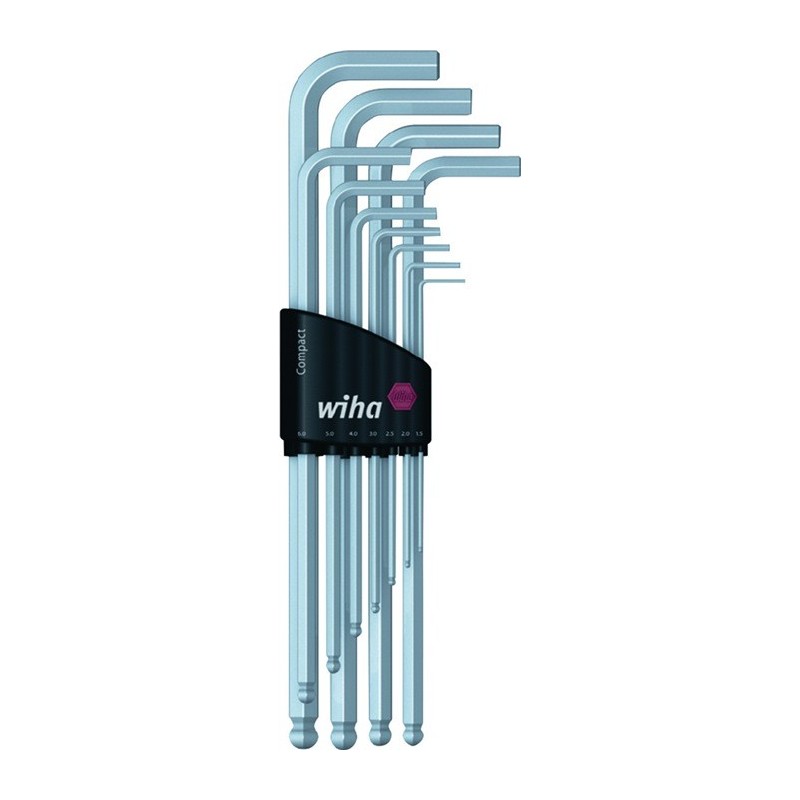 Jeu de clés mâles coudées 369 H11 11 pcs. support compact SW 1,5-10 mm long tête sphérique acier CV WIHA Highl