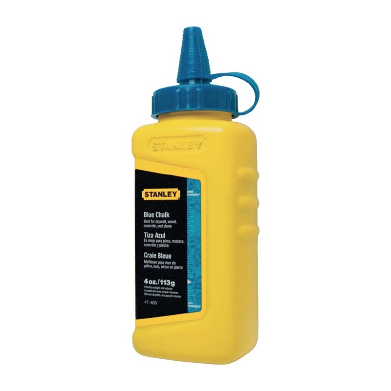 Craie pour fil à tracer 115 g bleu imperméable à leau, peu soluble Bouteille en plastique STANLEY Craie pour fil à tracer 115 g bleu imperméable à leau, peu soluble Bouteille en plastique STANLEY