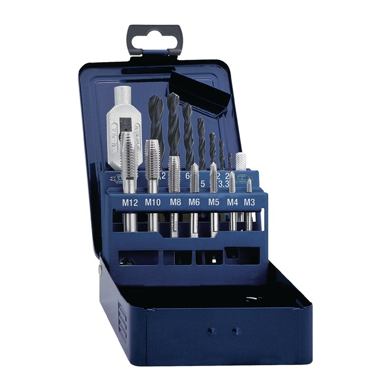 Jeu de tarauds DIN 352 M3-M12 15 pièces HSS coffret en métal PROMAT Jeu de tarauds DIN 352 M3-M12 15 pièces HSS coffret en métal PROMAT