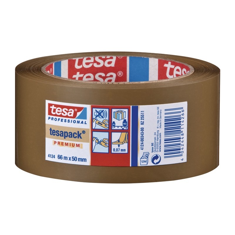 Ruban adhésif d'emballage en PVC tesapack® 4124 longueur 66 m largeur 50 mm rouleau TESA Ruban adhésif d'emballage en PVC tesapack® 4124 longueur 66 m largeur 50 mm rouleau TESA
