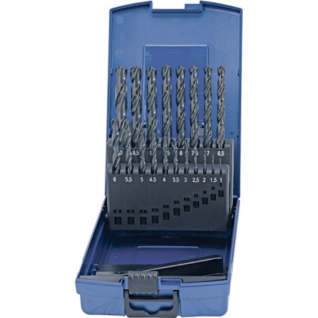 Jeu de forets hélicoïdaux DIN 338 coffret en plastique PROMAT