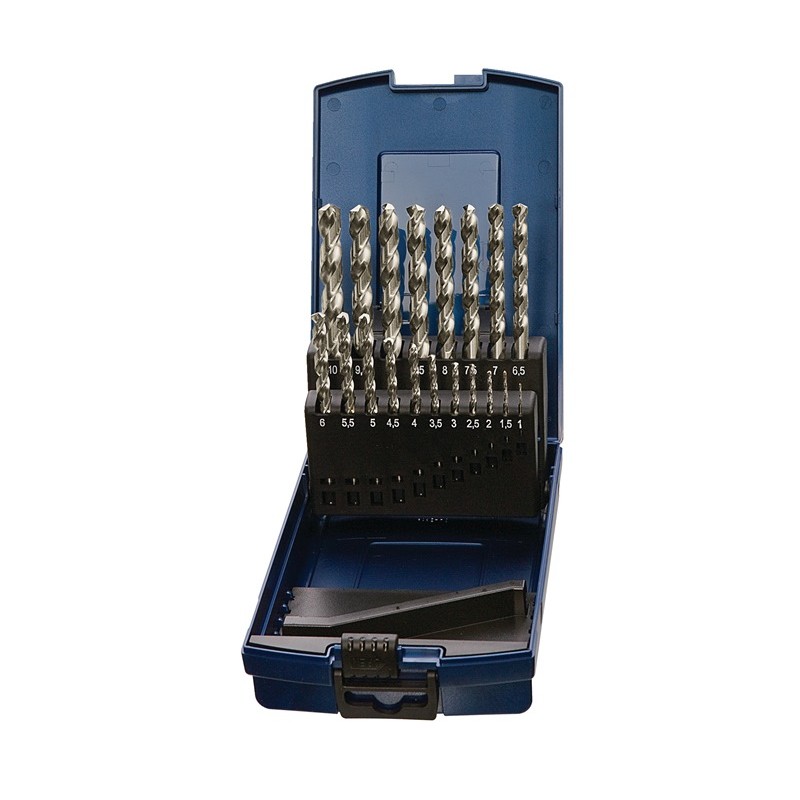 Jeu de forets hélicoïdaux DIN 338 Type inox HSS- Co coffret en plastique Jeu de forets hélicoïdaux DIN 338 Type inox HSS- Co coffret en plastique