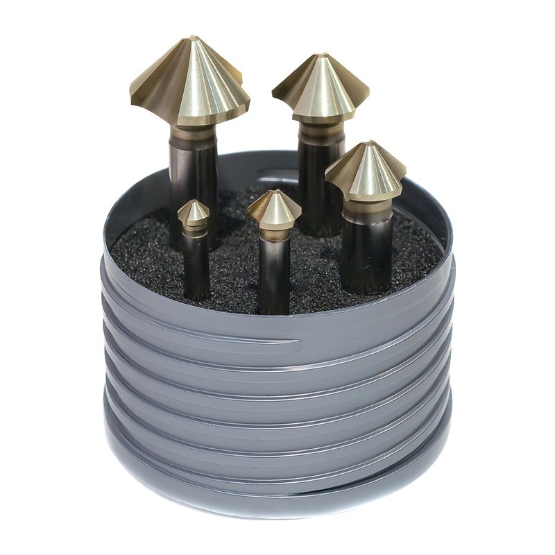 Jeu dembouts à chanfreiner DIN 335 C 90 degr. EUC 6,3-25 mm HSS spécial 5 pièces boîte en plastique BECK Jeu dembouts à chanfreiner DIN 335 C 90 degr. EUC 6,3-25 mm HSS spécial 5 pièces boîte en plastique BECK
