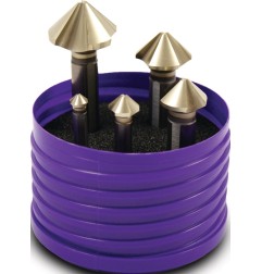 Jeu d'embouts à chanfreiner DIN 335 C 90 degr. EUC 6,3-25 mm HSS spécial tige à 3 faces boîte en plastique BECK