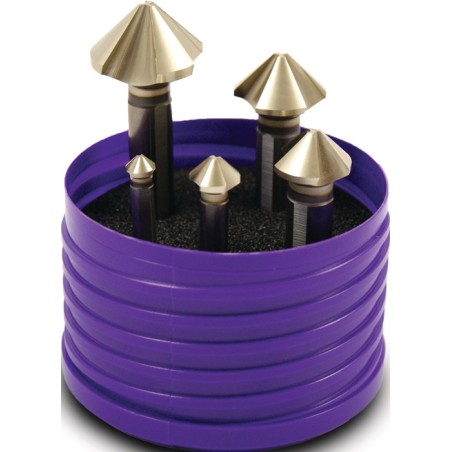 Jeu d'embouts à chanfreiner DIN 335 C 90 degr. EUC 6,3-25 mm HSS spécial tige à 3 faces boîte en plastique BECK